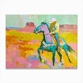 Neon Cowboy In Rocky Mountains 6 Painting Canvas Print