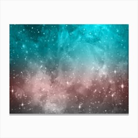 Aqua Black Galaxy Space Background Canvas Print