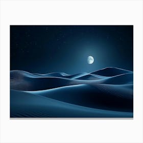 The Realm of Minimalistic Envision A 3d Featuring Abstract Sand Dunes Beneath a Moonlit Canvas Print