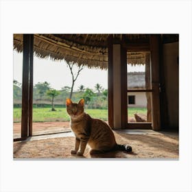 Cat In A Hut 4 Canvas Print