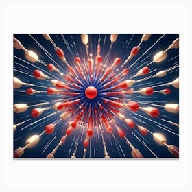 An Abstract Digital Art Piece Featuring A Spherical Object With Radiating Lines And Bright Colors Canvas Print