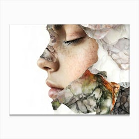 Portrait Of A Woman Marble Collage 2 Canvas Print