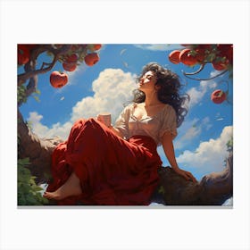 Upscaled A Woman Sitting Under An Apple Tree And Cradled By Clouds 2b4d2d18 3e32 4d66 A123 555adf0b5156 Canvas Print