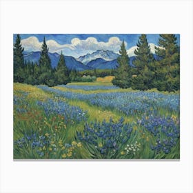 Emerald Fields and Towering Summits Wildflower Meadow Canvas Print