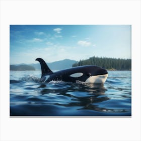 Realistic Photography Of Orca Whale Coming Out Of Ocean 1 Canvas Print