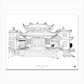 Pagoda Dilinh Vietnam Cultural Architecture Pen Ink Drawing Canvas Print