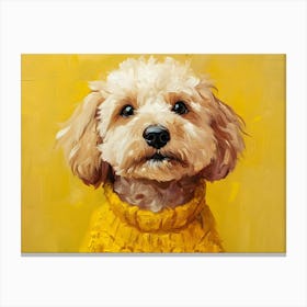 Goldendoodle In Yellow Sweater Canvas Print