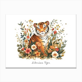 Little Floral Siberian Tiger 2 Poster Canvas Print