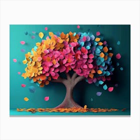 Colorful Tree with Leaves on Hanging Branches 13 Canvas Print