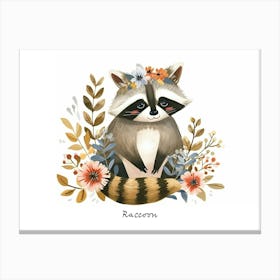 Little Floral Raccoon 3 Poster Canvas Print