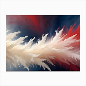 Abstract Design Of White Feathers Swirling Against A Gradient Background Of Red, White, And Blue, Symbolizing Freedom, Patriotism, And Hope Canvas Print