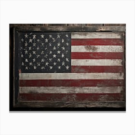 American Flag Rendered In Black And White With Subtle Red Stars Against A Smudged Vintage Backdrop R (4) Canvas Print