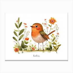 Little Floral Robin 4 Poster Canvas Print