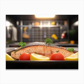 Salmon On A Plate Canvas Print