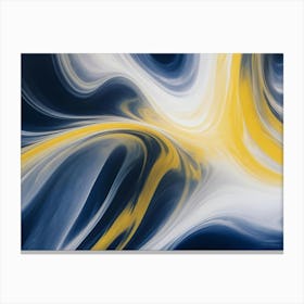 Abstract Image Of Swirling, Flowing Lines Of Color In Shades Of Blue, White, And Yellow, Creating A Sense Of Energy And Motion Canvas Print