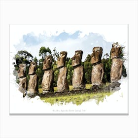 Ahu Akivi, Rapa Nui (Easter Island), Chile Canvas Print
