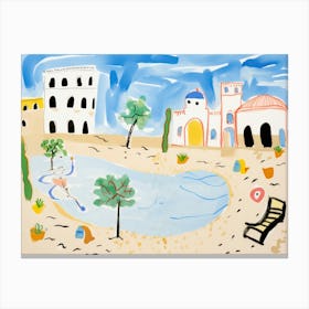 Lecce Italy Cute Watercolour Illustration 3 Canvas Print