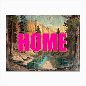 Pink And Gold Home Poster Retro Mountains Illustration 6 Canvas Print