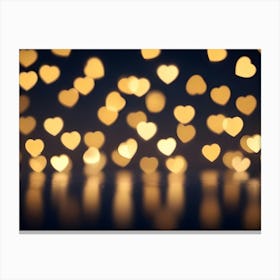 A Blurred Background Of Heart Shaped Lights In Shades Of Gold, Creating A Romantic And Festive Atmosphere 2 Canvas Print