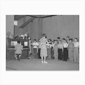 Schoolchildren And Their Teacher In Program At The End Of School Term, Fsa (Farm Security Administration) Labor Canvas Print