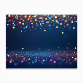 A Dark Blue Background With A Scattering Of Brightly Colored Bokeh Lights, Creating A Festive And Celebratory Feel Canvas Print