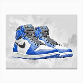 Air Jordan 1 Painting Blue Canvas Print