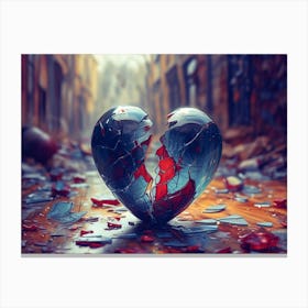 Broken Glass Heart Canvas Print