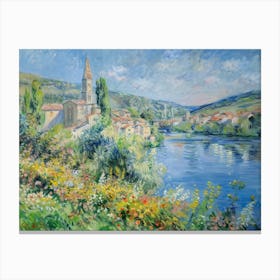 Village By The Water Painting Inspired By Paul Cezanne Canvas Print