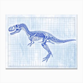 Deinonychus Skeleton Hand Drawn Blueprint 3 Canvas Print