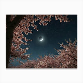 Eclipse Over Cherry Blossoms Canvas Print