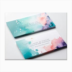 Bundle Of Creative Business Cards Featuring Watercolor Splashes Bursts Of Vibrant Colors In Shades (4) Canvas Print