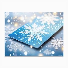 Card Featuring Defocused Snowflake Pattern Radiating Shine Abstract Design Gently Juxtaposing Wint (3) Canvas Print