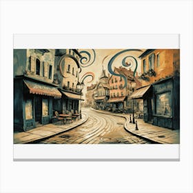 Quaint Cafes & Cobblestones Canvas Print