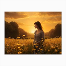 Sunset In A Field Canvas Print