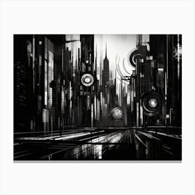 Metropolis Abstract Black And White 4 Canvas Print