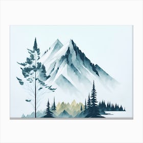 Mountain And Forest In Minimalist Watercolor Horizontal Composition 251 Canvas Print