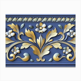 Seamless Relief Sculpture Designation Retro Pattern Nature Garden Flower Leaf Vine Canvas Print