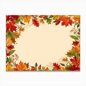 A Festive Thanksgiving Card Autum Leaves In Hues Of Burnt Orange Ripe Red Green And Sun Kissed Ye 2 2 Canvas Print