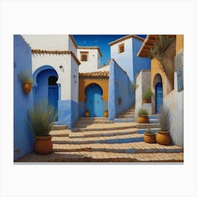 Blue Houses In Morocco Canvas Print