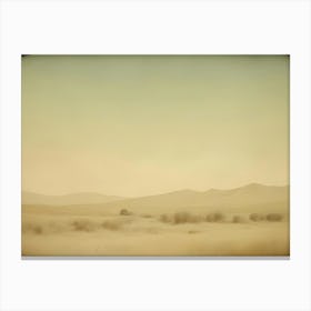 A Vintage Inspired Image Of A Desert Landscape With Sand Dunes, Sparse Vegetation, And A Clear, Hazy Sky Canvas Print