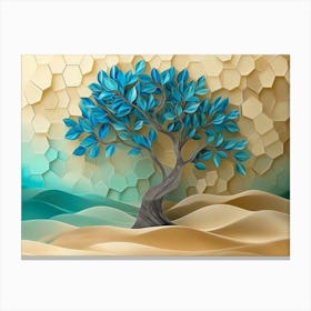 Blue Tree In The Sand Canvas Print