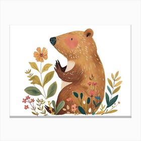 Little Floral Beaver 1 Canvas Print