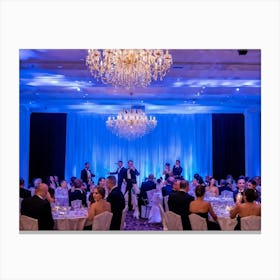 Corporate Gala Captured In A Bustling Ballroom Elite Guest List In Tight Tuxedo Clad Figures Dance (1) Canvas Print