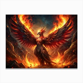 Majestic Firebird With Blazing Wings Canvas Print