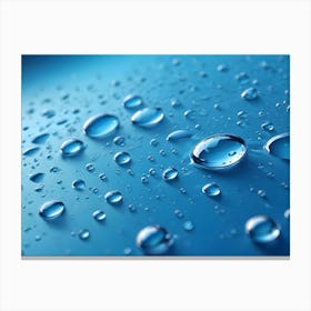 Close Up Of Water Droplets On A Blue Background Canvas Print