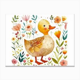 Little Floral Duck 1 Canvas Print