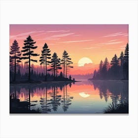 Sunset In The Forest 3 Canvas Print