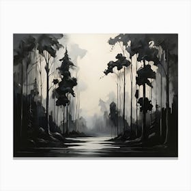 Black And White Forest Painting Canvas Print
