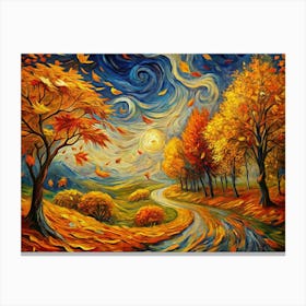 Van Gogh A Vibrant Fall Landscape With Orange And Canvas Print