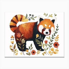 Little Floral Red Panda 1 Canvas Print